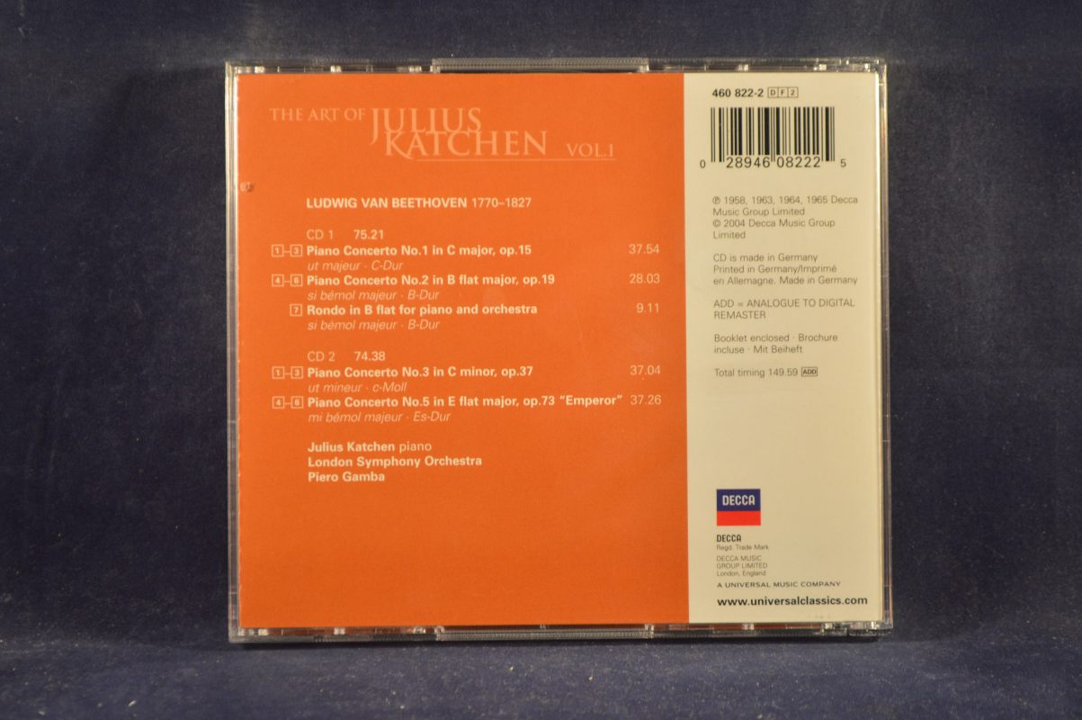 Katchen Cd JULIUS KATCHEN - THE ART OF JULIUS KATCHEN VOL. 1 - 2 CD - Todo Música ...