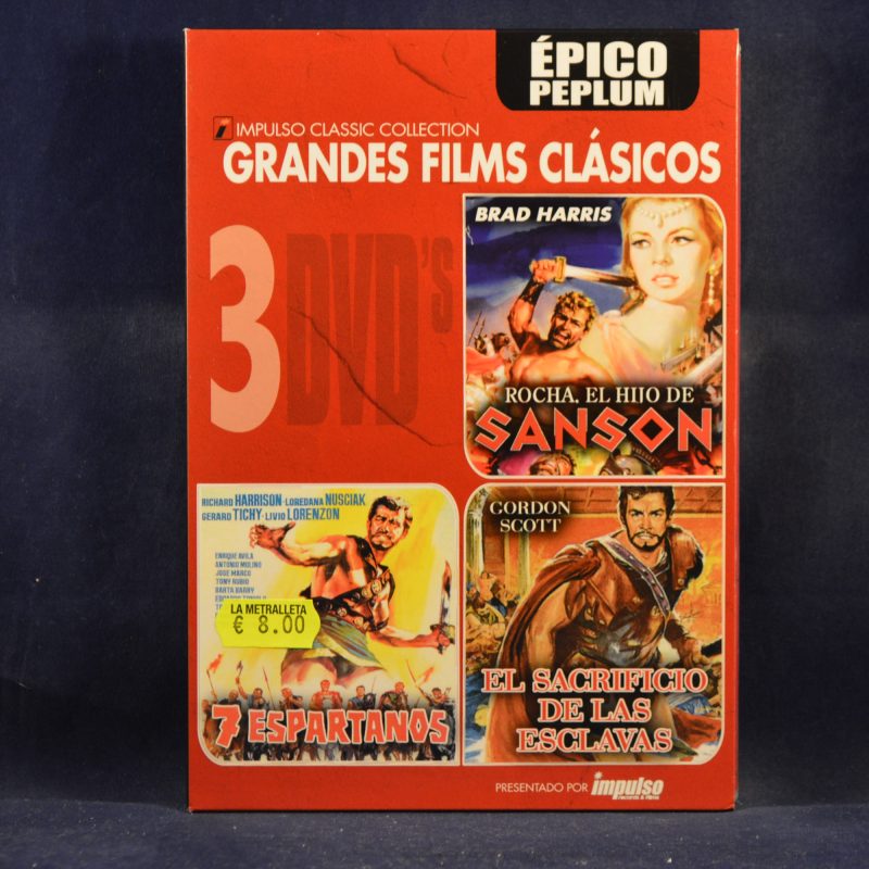 ÉPICO PEPLUM - ROCHA EL HIJO DE SANSON / 7 ESPARTANOS / EL SACRIFICIO DE LAS ESCLAVAS - 3 DVD
