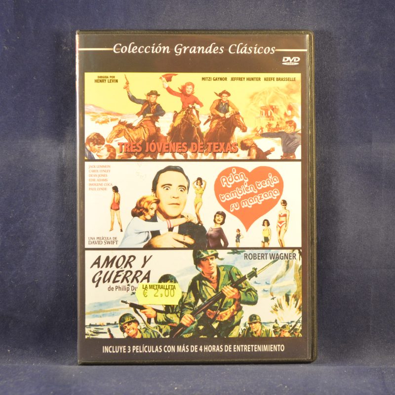 TRES JÓVENES DE TEXAS / ADÁN TAMBIÉN TENÍA SU MANZANA / AMOR Y GUERRA - DVD CAJA FINA
