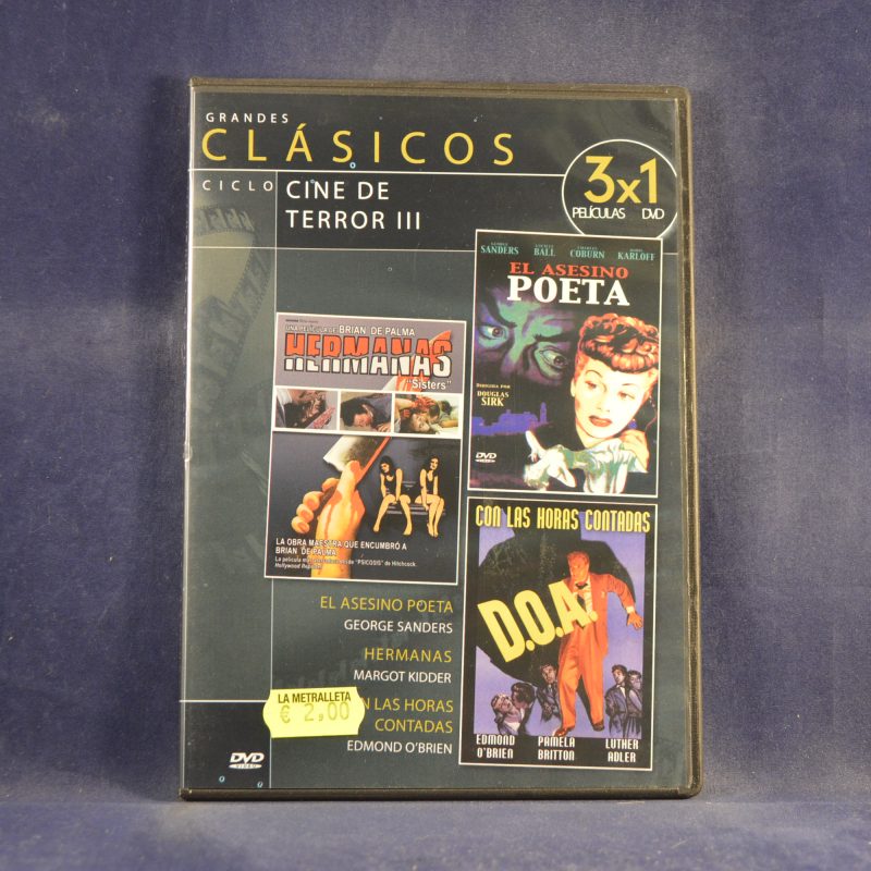 CINE DE TERROR - EL ASESINO POETA / HERMANAS / CON LAS HORAS CONTADAS - DVD CAJA FINA