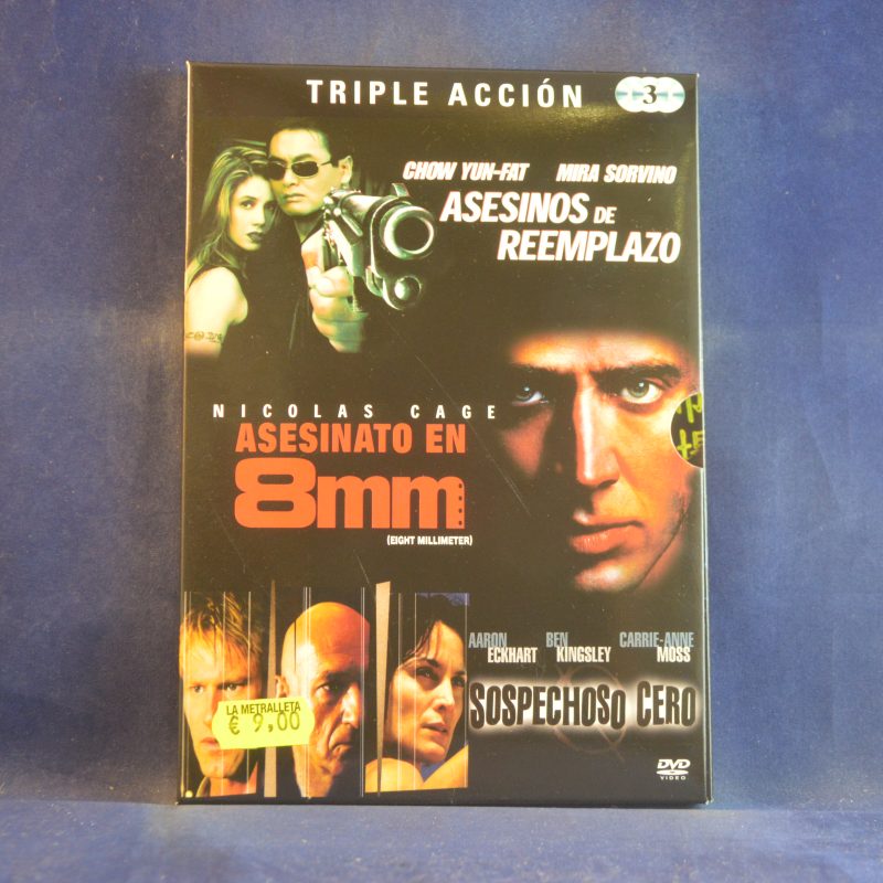 TRIPLE ACCIÓN - ASESINO DE REEMPLAZO / ASESINATO EN 8 MM / SOSPECHOSO CERO - 3 DVD