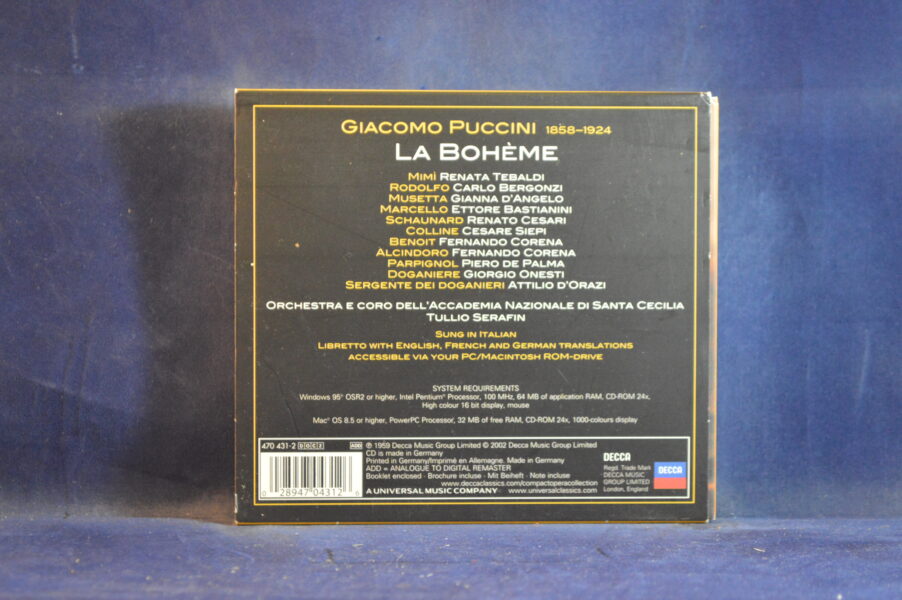 PUCCINI / RENATA TEBALDI, CARLO BERGONZI, ETTORE BASTIANINI, CESARE SIEPI, FERNANDO CORENA, TULLIO SERAFIN – LA BOHÈME - 2 CD - Imagen 2