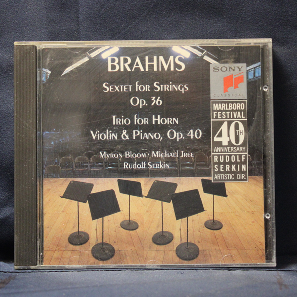BRAHMS / MYRON BLOOM • MICHAEL TREE, RUDOLF SERKIN – SEXTET FOR STRINGS OP. 36 • TRIO FOR HORN, VIOLIN & PIANO, OP. 40 - CD