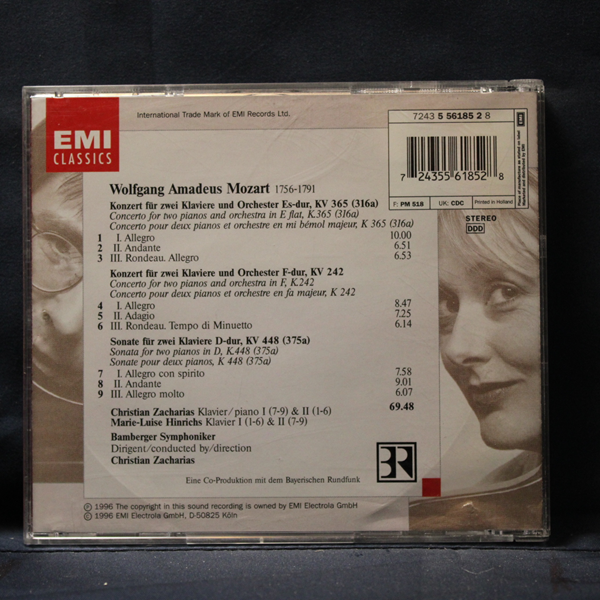 MOZART, CHRISTIAN ZACHARIAS, MARIE-LUISE HINRICHS – DOPPEL KLAVIERKONZERTE K.242 & K.365 / SONATE K.448 - CD - Imagen 2