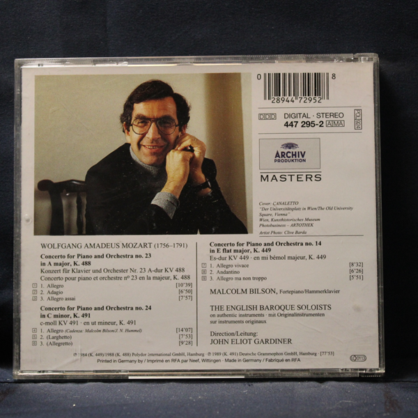 MOZART - MALCOLM BILSON, THE ENGLISH BAROQUE SOLOISTS · GARDINER – PIANO CONCERTOS NOS. 14, 23 & 24 - CD - Imagen 2