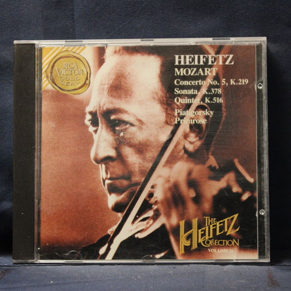 HEIFETZ - MOZART - PIATIGORSKY, PRIMROSE – CONCERTO NO.5, SONATA K.378, QUINTET K.516 - CD