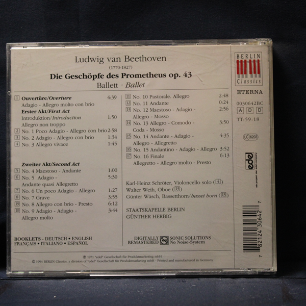 LUDWIG VAN BEETHOVEN, STAATSKAPELLE BERLIN, GÜNTHER HERBIG – DIE GESCHÖPFE DES PROMETHEUS OP. 43 - CD - Imagen 2
