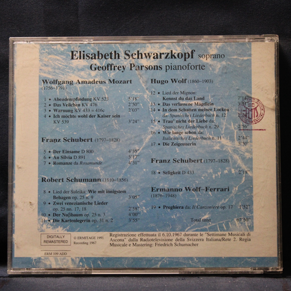 ELISABETH SCHWARZKOPF, GEOFFREY PARSONS – LIEDERABEND — MOZART • SCHUBERT • SCHUMANN • WOLF • WOLF-FERRARI - CD - Imagen 2