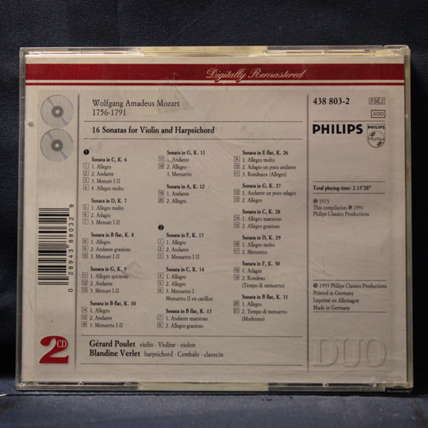 MOZART, GÉRARD POULET, BLANDINE VERLET – 16 SONATAS FOR VIOLIN AND HARPSICHORD - 2 CD - Imagen 2