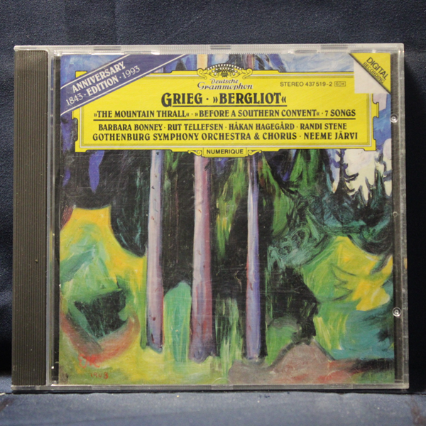 GRIEG, BARBARA BONNEY, RUT TELLEFSEN, HÅKAN HAGEGÅRD, RANDI STENE, GOTHENBURG SYMPHONY ORCHESTRA & CHORUS, NEEME JÄRVI – »BERGLIOT« • »THE MOUNTAIN THRALL« • »BEFORE A SOUTHERN CONVENT« • 7 SONGS - CD