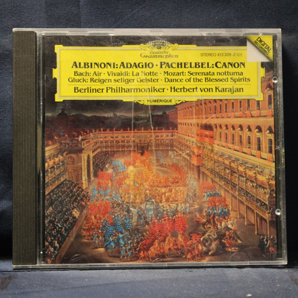 ALBINONI, PACHELBEL, BACH, MOZART, GLUCK, BERLINER PHILHARMONIKER, HERBERT VON KARAJAN – ALBINONI: ADAGIO • PACHELBEL:CANON • BACH: AIR • VIVALDI: LA NOTTE • MOZART: SERENATA NOTTURNA • GLUCK: REIGEN SELIGER GEISTER = DANCE OF THE BLESSED SPIRITS - CD