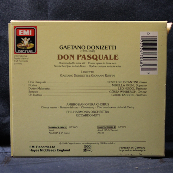 DONIZETTI, MIRELLA FRENI, SESTO BRUSCANTINI, LEO NUCCI ∙ GÖSTA WINBERGH, RICCARDO MUTI – DON PASQUALE - 2 CD - Imagen 2