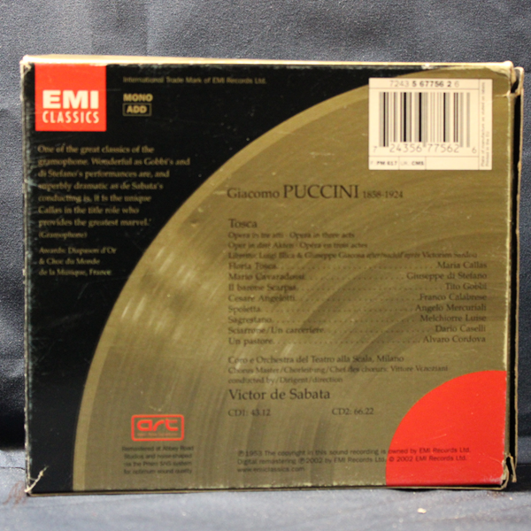 PUCCINI / VICTOR DE SABATA, CALLAS, DI STEFANO, GOBBI, CORO E ORCHESTRA DEL TEATRO ALLA SCALA DI MILANO – TOSCA - 2 CD - Imagen 2